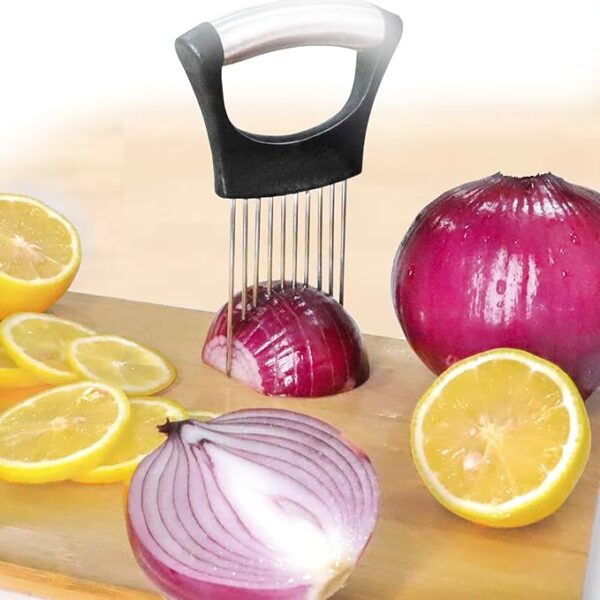 Stainless Steel Onion Holder & Vegetable Slicer - Image 2