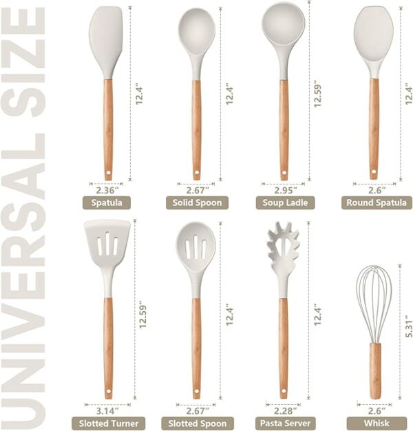 P&P CHEF 8-Piece Silicone Kitchen Utensil Set with Wooden Handles - Image 2