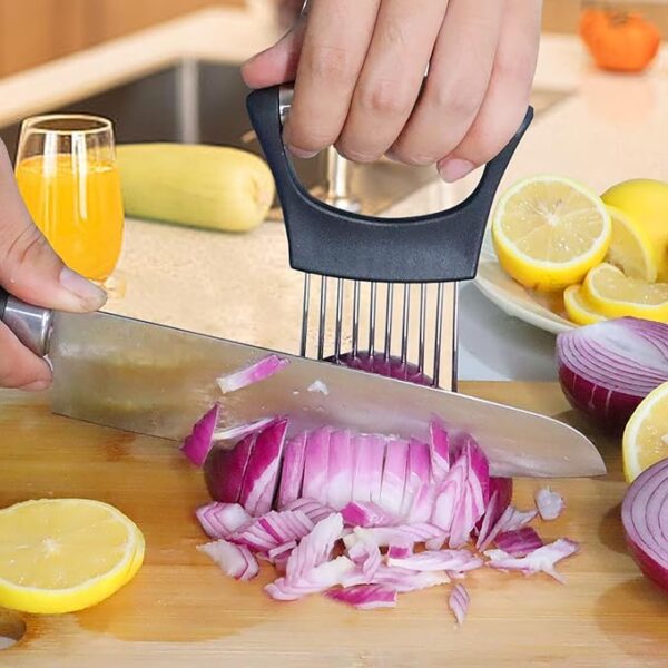 Stainless Steel Onion Holder & Vegetable Slicer - Image 3
