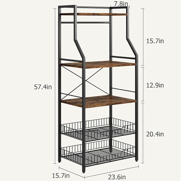 IDEALHOUSE 5-Tier Kitchen Bakers Rack with Microwave Stand - Image 3