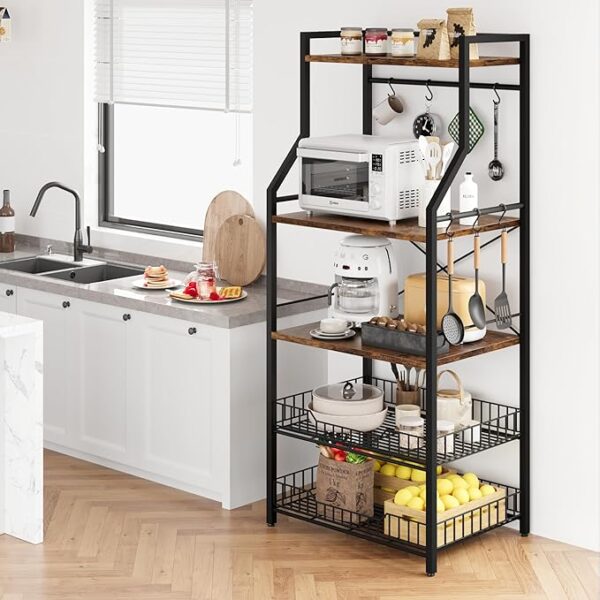 IDEALHOUSE 5-Tier Kitchen Bakers Rack with Microwave Stand - Image 4